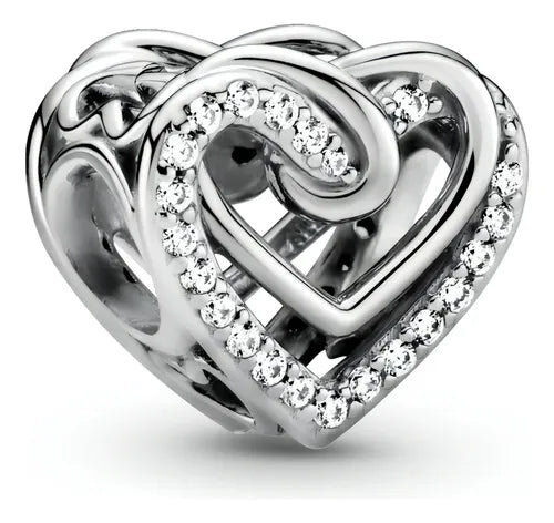 Charm Corazon Diamante y Corazon Plata
