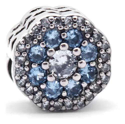 Charm Flor Azul entre Diamantes