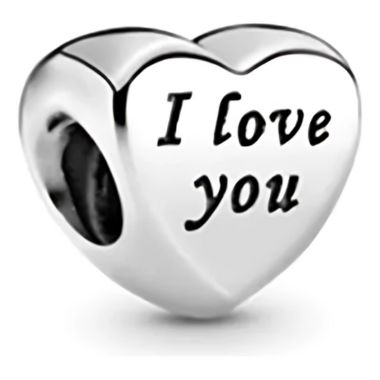 Charm Corazon Plateado "I Love You"