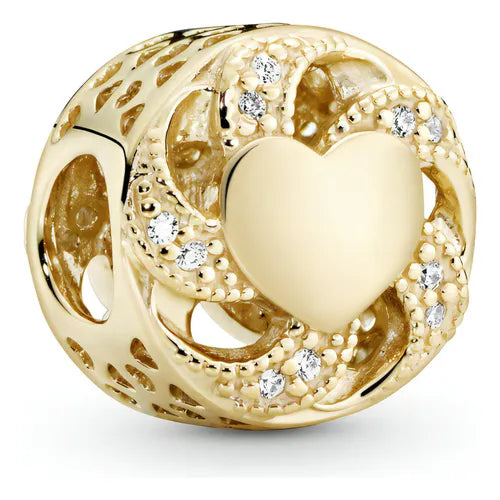 Charm Abalorio Corazon Regilete Dorado