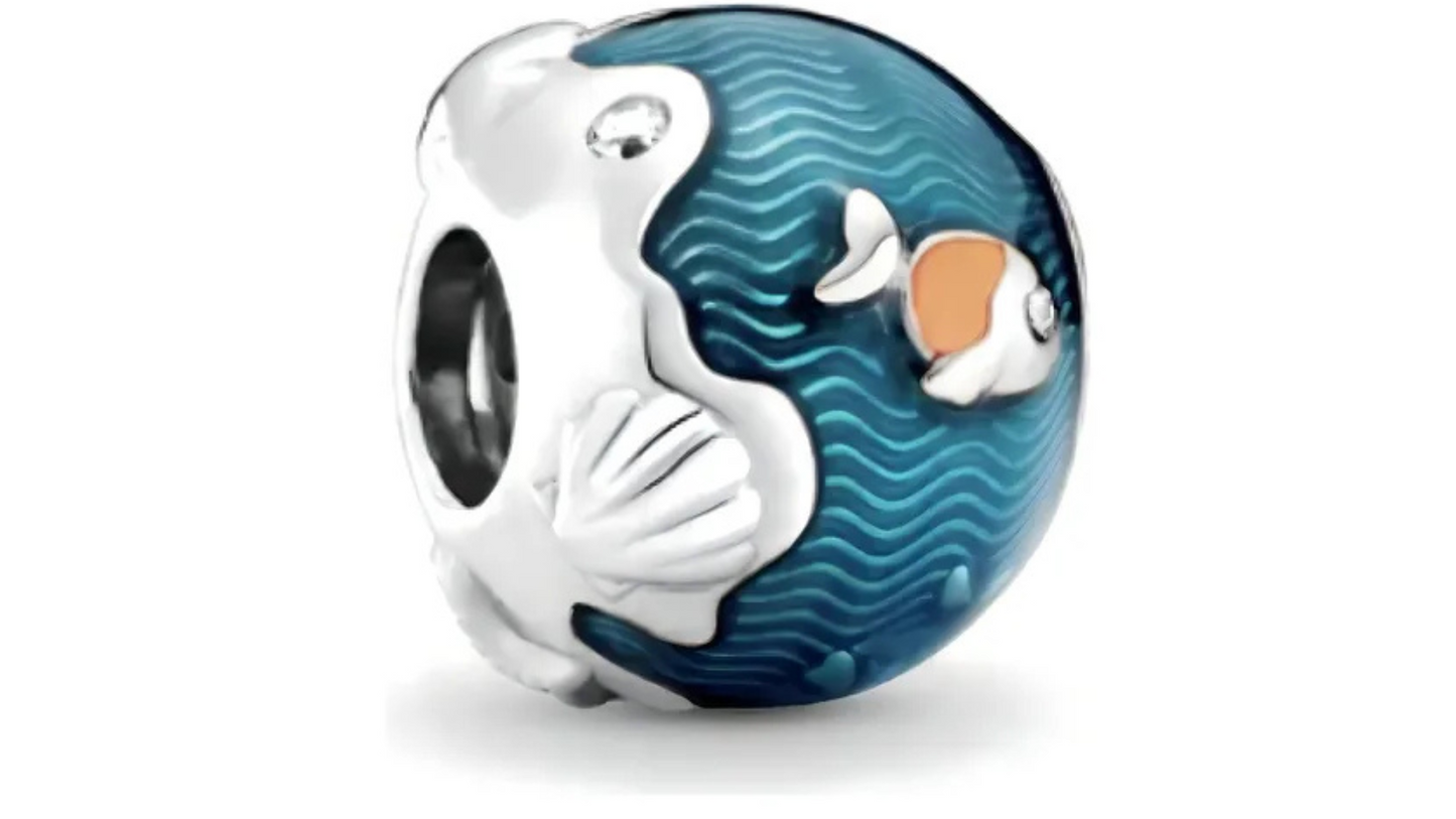 Charm Rose Mar Olas Y Pez Coral