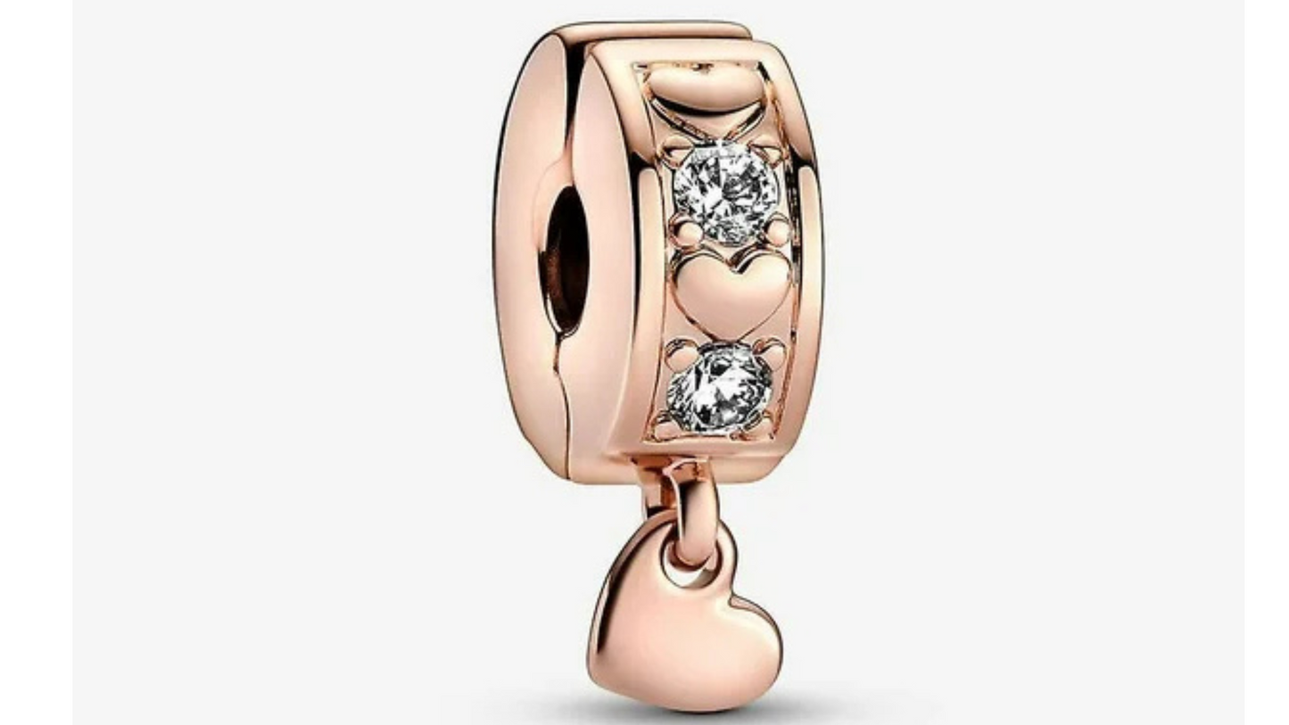 Clip de Seguridad con Corazon Oro Rosa