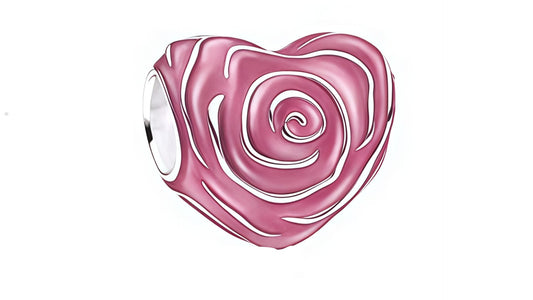 Charm Corazon Forma de Rosa