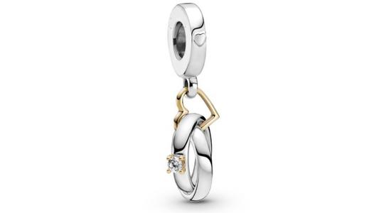 Charm Corazon Dorado y Circulos Platas
