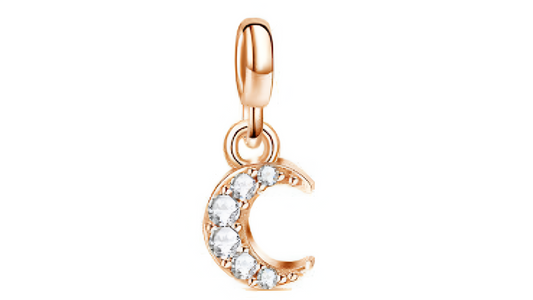 Charm Luna con Diamantes Oro Rosa