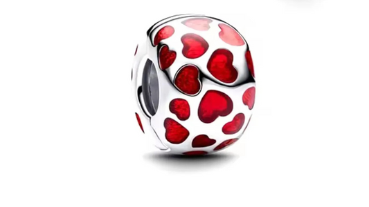 Charm Abalorio Corazones Rojos