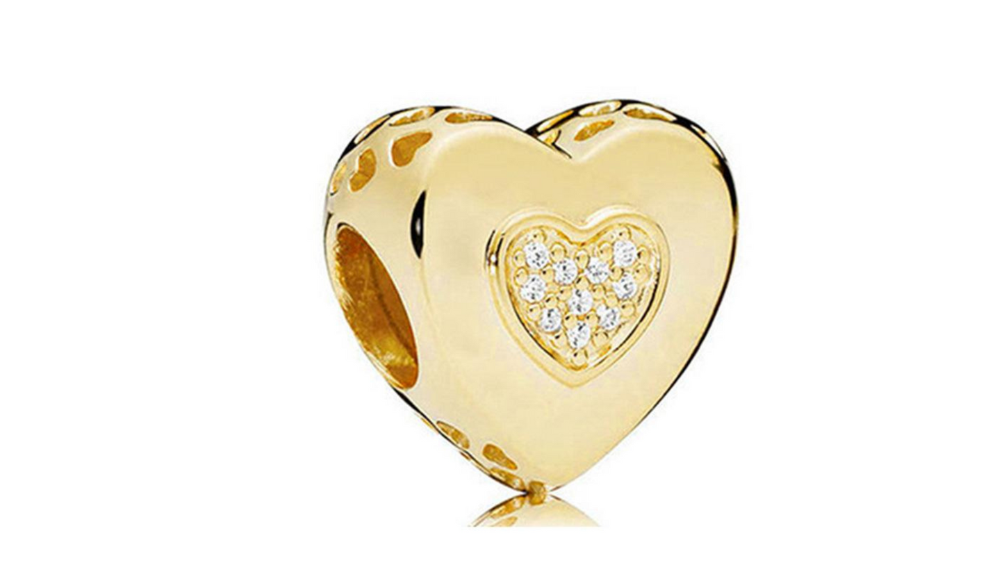 Charm Corazon Dorado con Diamantes al Centro