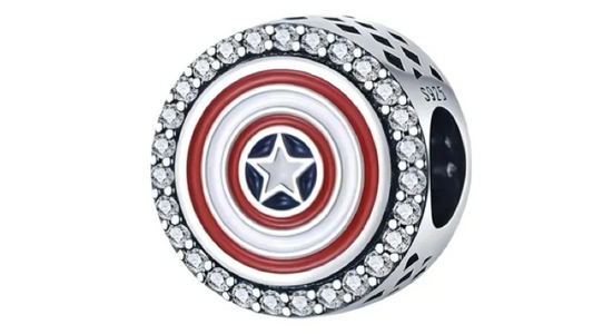 Charm Escudo de Capitann America entre Diamantes