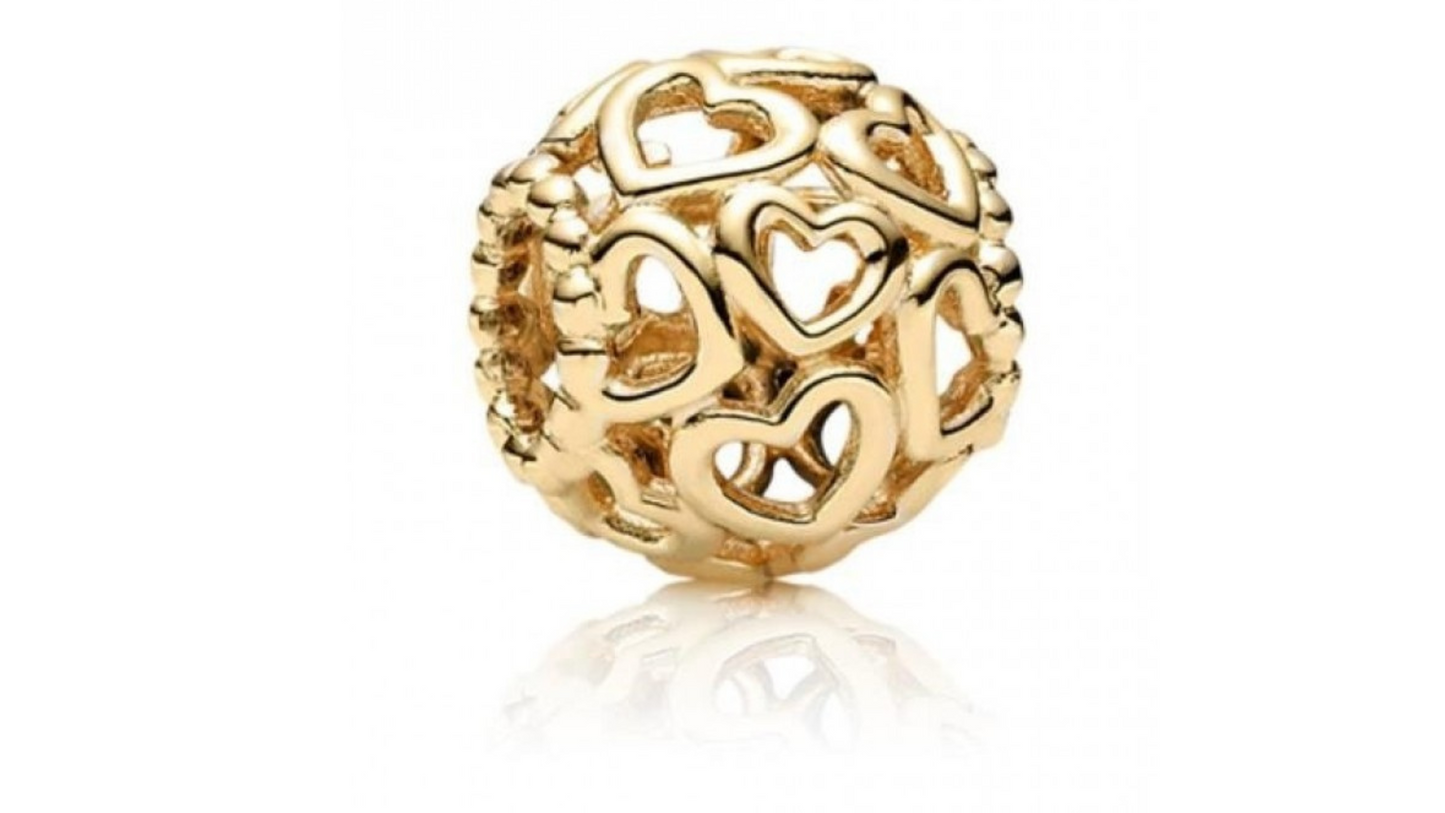 Charm Abalorio Corazones Dorado