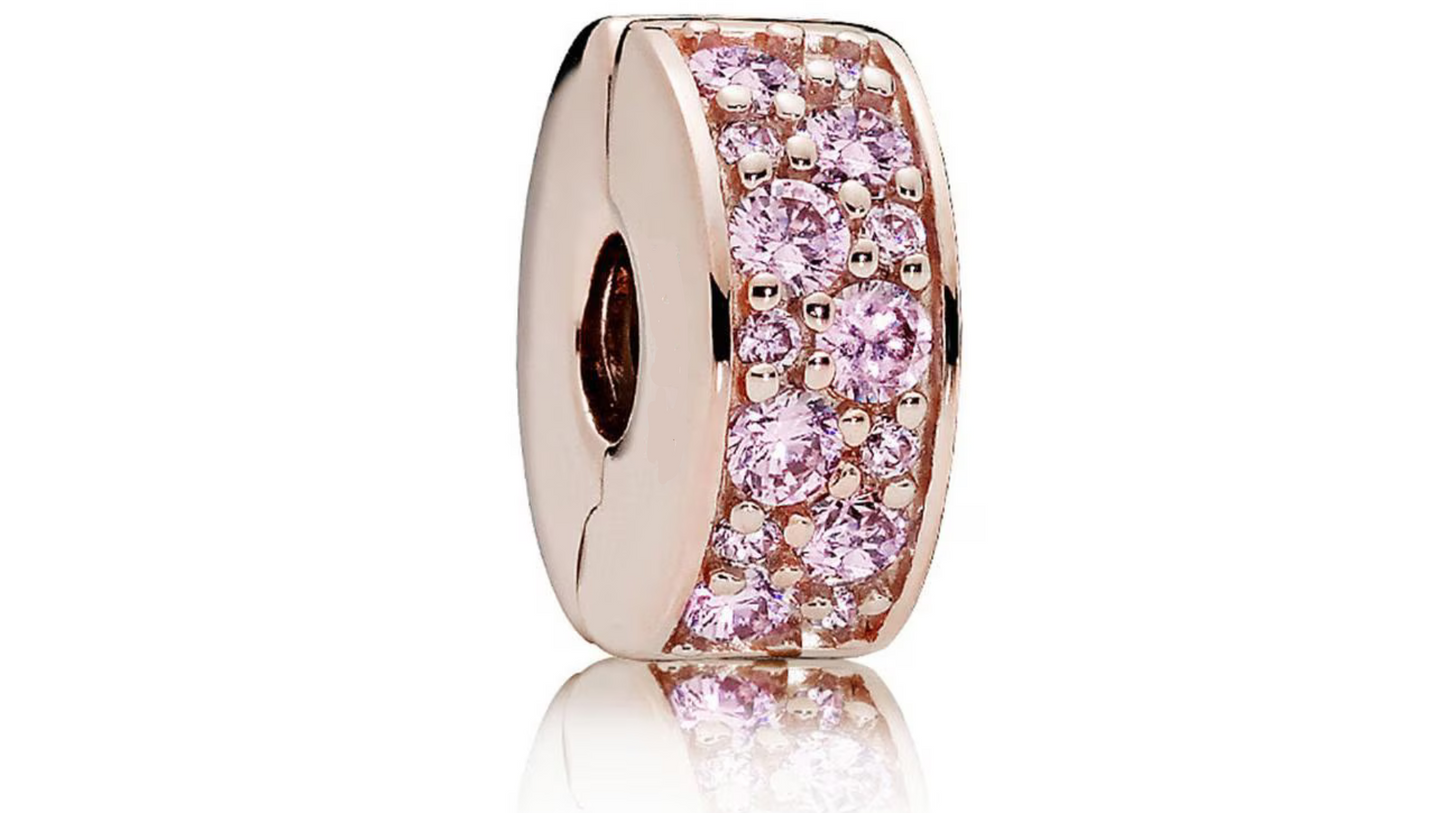 Clip de Seguridad Oro Rosa y Destellos Rosas