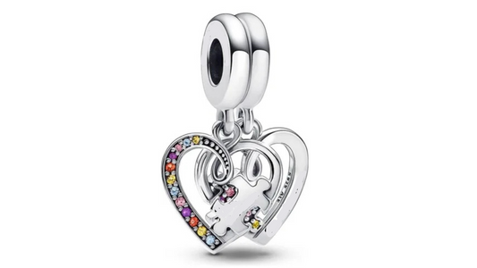 Charm Corazones y Pieza de Rompecabezas