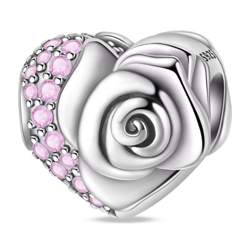 Charm Rosa Elegante con Cristales Rosados