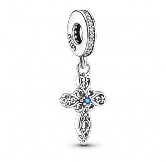 Charm Cruz con Gema Azul