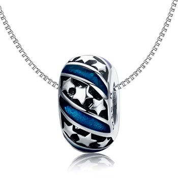 Charm Abalorio Azul con Estrellas Plata