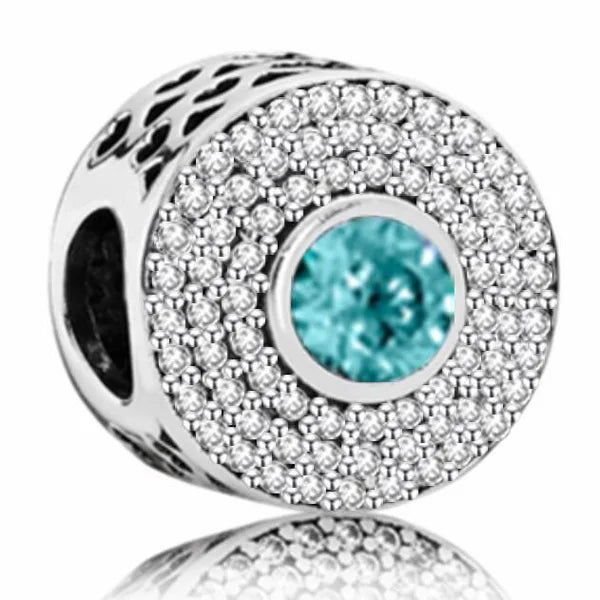 Charm Gema Azul entre Diamantes