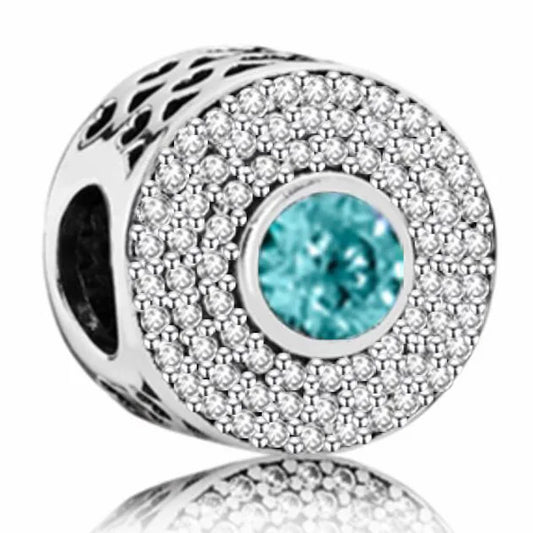 Charm Gema Azul entre Diamantes
