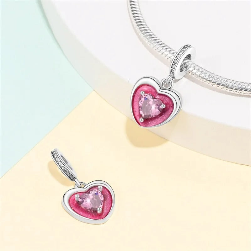 Charm Corazon Rosa Brillante, Inspirado En Barbie