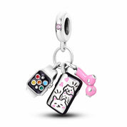 Charm de Reloj,Audífonos y Teléfono Pink