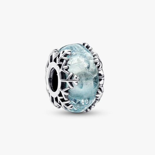 Charm Abalorio Copo de nieve Azul invierno