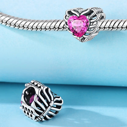 Charm Corazon Rosa Resplandeciente
