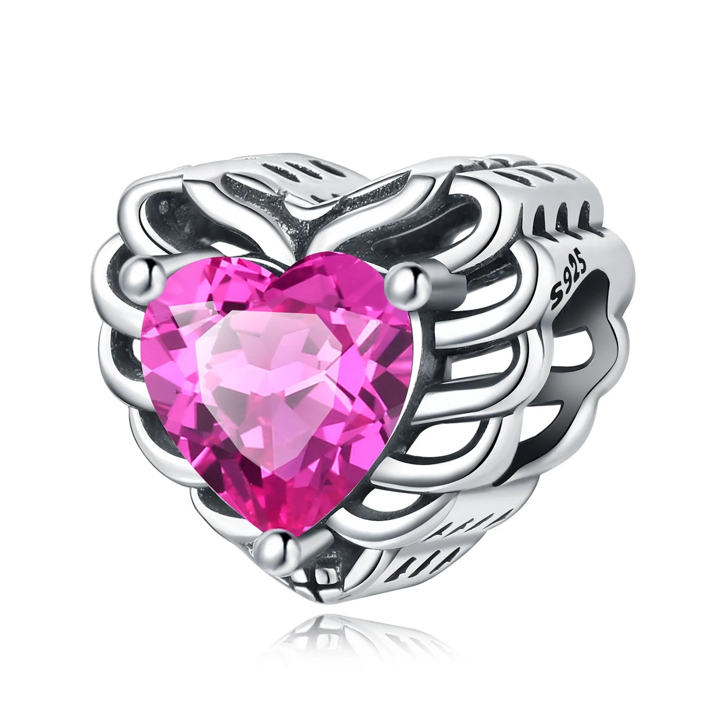 Charm Corazon Rosa Resplandeciente