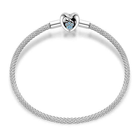 Pulsera Coraz√≥n Huella de Perrito Azul