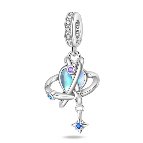 Charm Constelacion de Estrellas y Corazon Opal