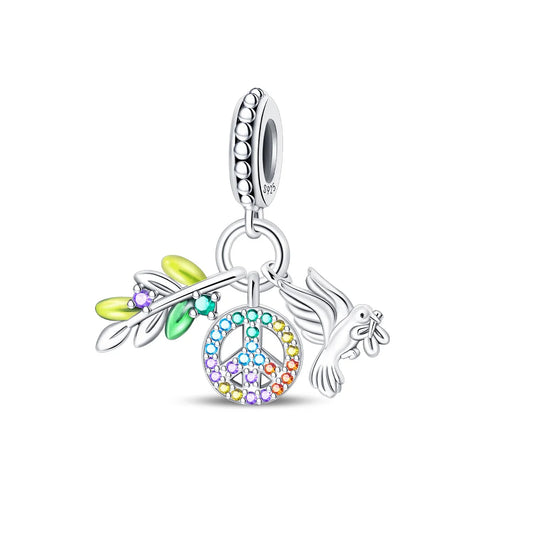 Charm Rama de Olivo, S√≠mbolo Hippie y Paloma