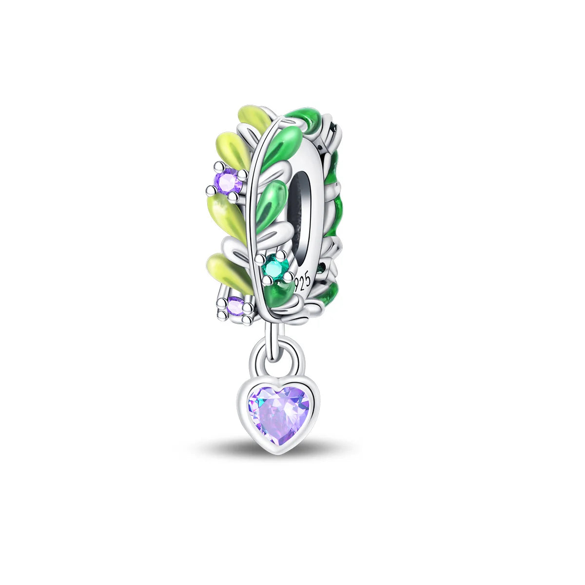Charm Rama de Olivo y Coraz√≥n Morado
