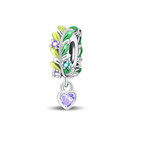 Charm Rama de Olivo y Coraz√≥n Morado