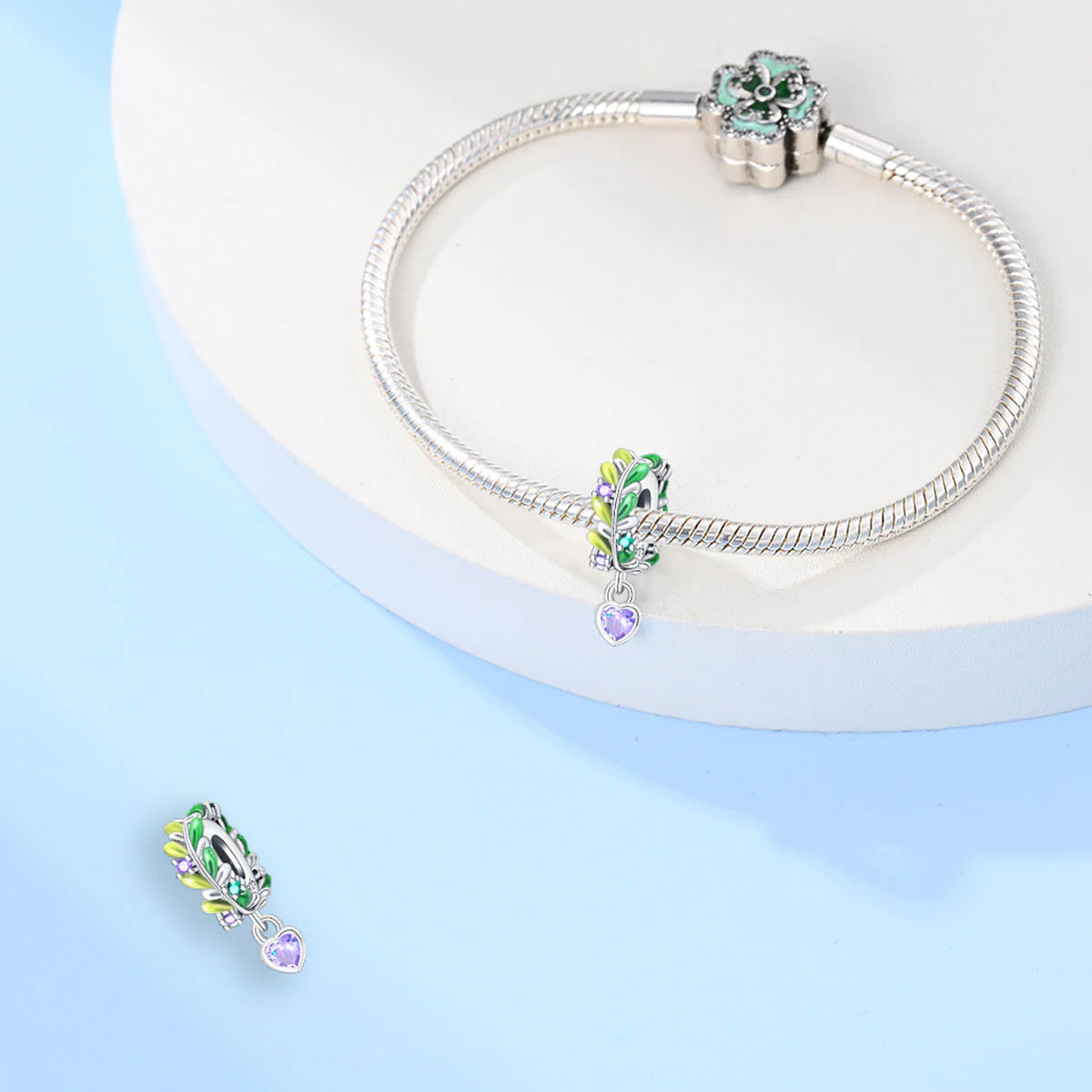 Charm Rama de Olivo y Coraz√≥n Morado