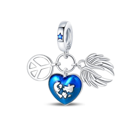 Charm Coraz√≥n y S√≠mbolo Hippie "Paz en el Mundo"