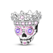 Charm Calavera con Corona Fluorecente