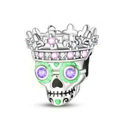 Charm Calavera con Corona Fluorecente