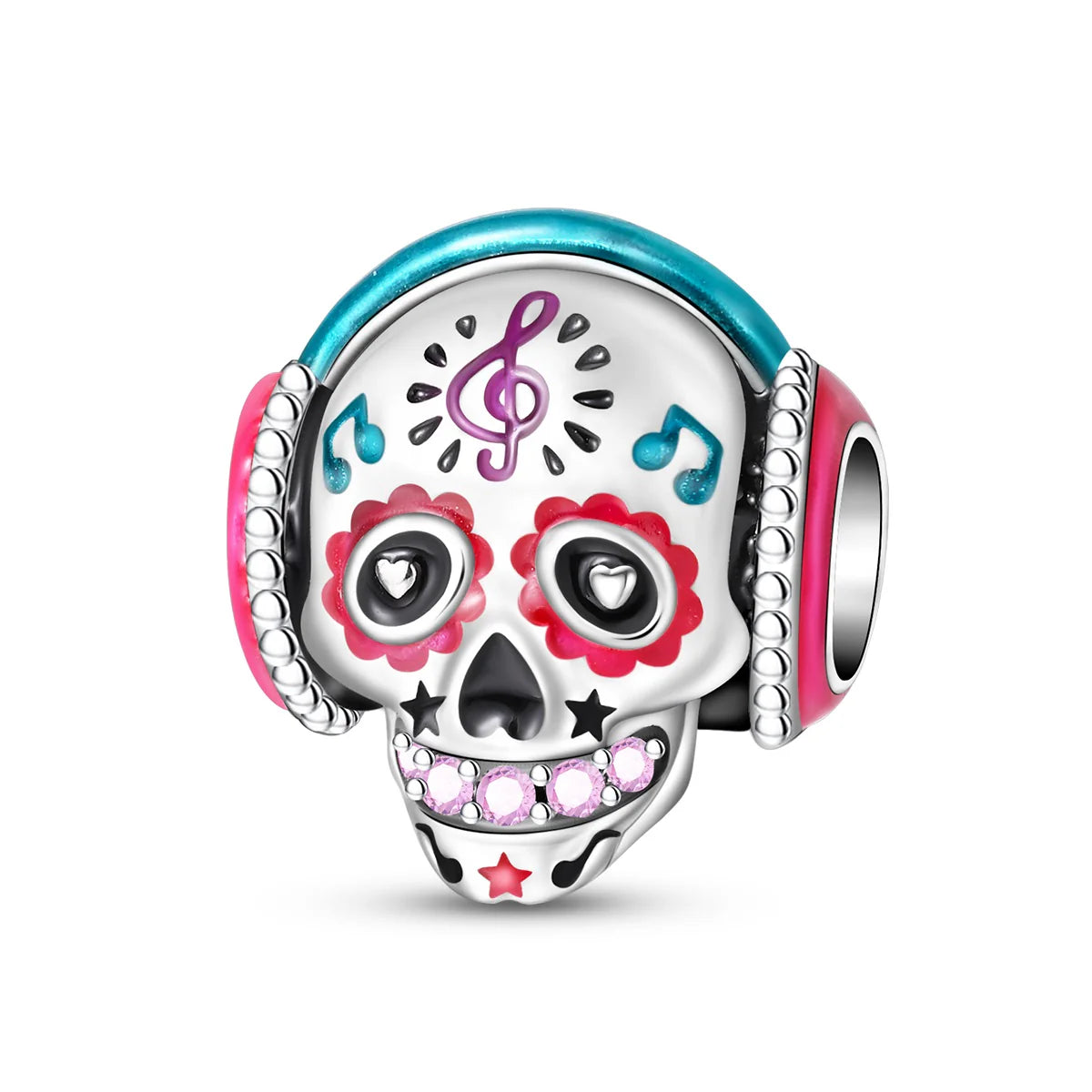 Charm Calavera Con Auriculares