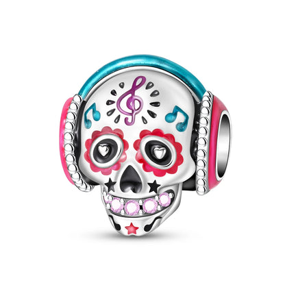Charm Calavera Con Auriculares