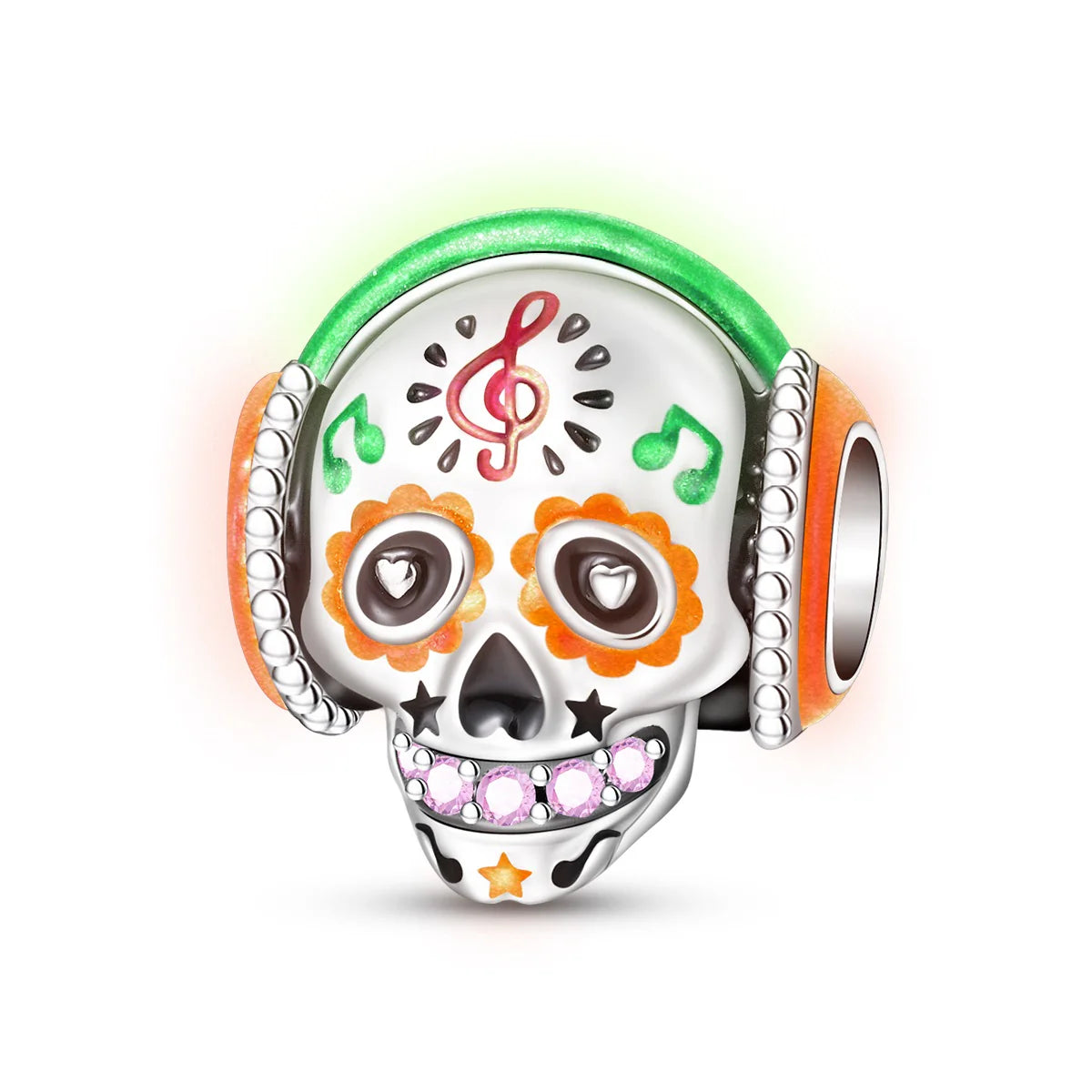 Charm Calavera Con Auriculares