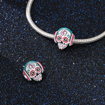 Charm Calavera Con Auriculares