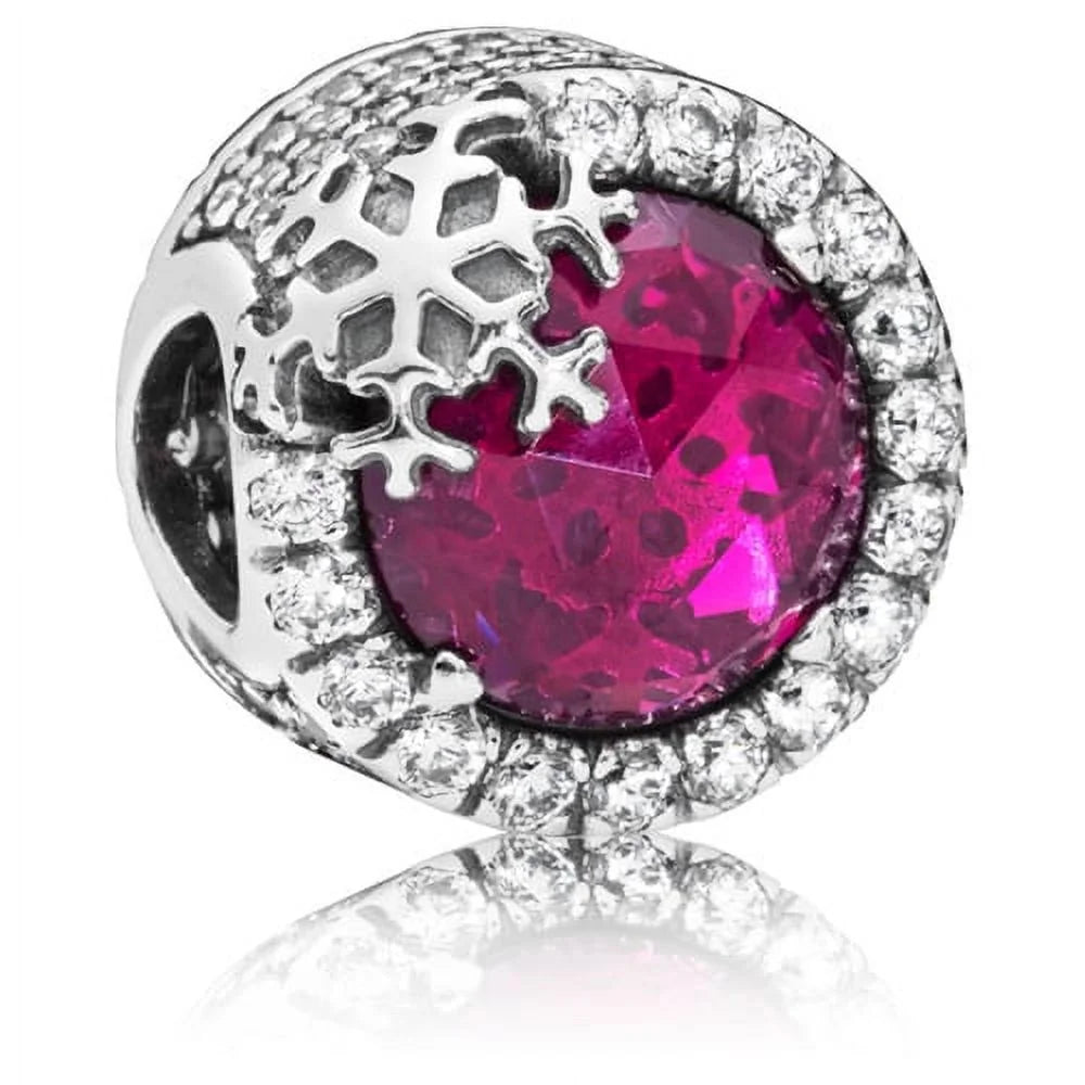Charm Gema Rosa y Copo de Nieve