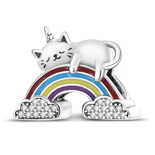 Charm Gato Unicornio en Arcoiris
