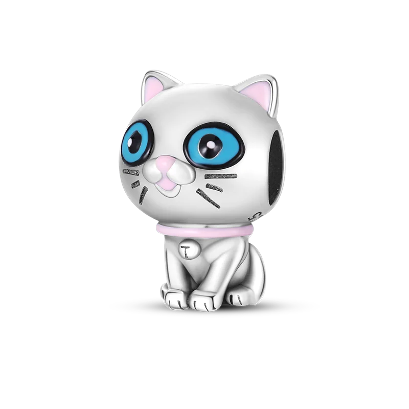 Charm Gatito Plateado