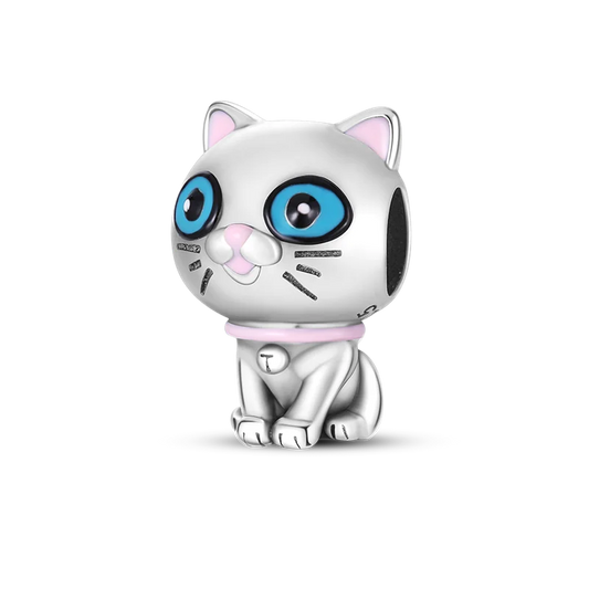 Charm Gatito Plateado