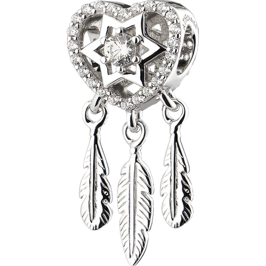 Charm Atrapasueños Corazon con Estrella Plateado