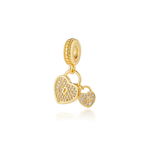 Charm Corazon con Cerradura de Oro