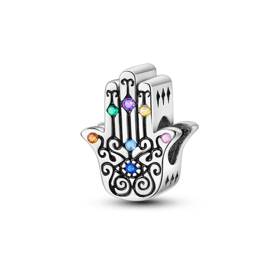 Charm Mano de Fátima con Gemas de Colores