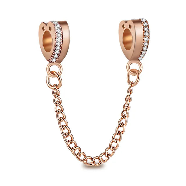 Cadena de Seguridad Corazones de Diamantes