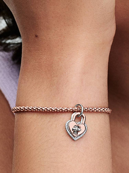 Charm Colgante Doble Candado Corazón en Dos tonos
