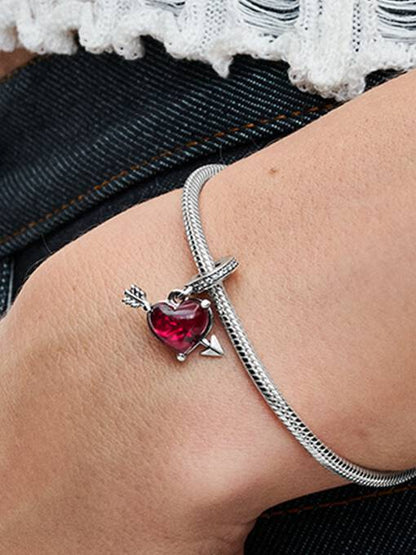 Charm Colgante Corazón Rojo y Flecha de Cristal