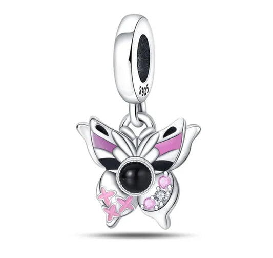 Charm Mariposa y Piedra Negra