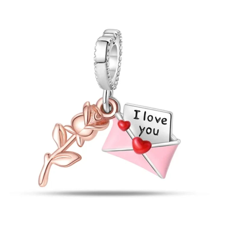 Charm Carta "I Love You" y Rosa